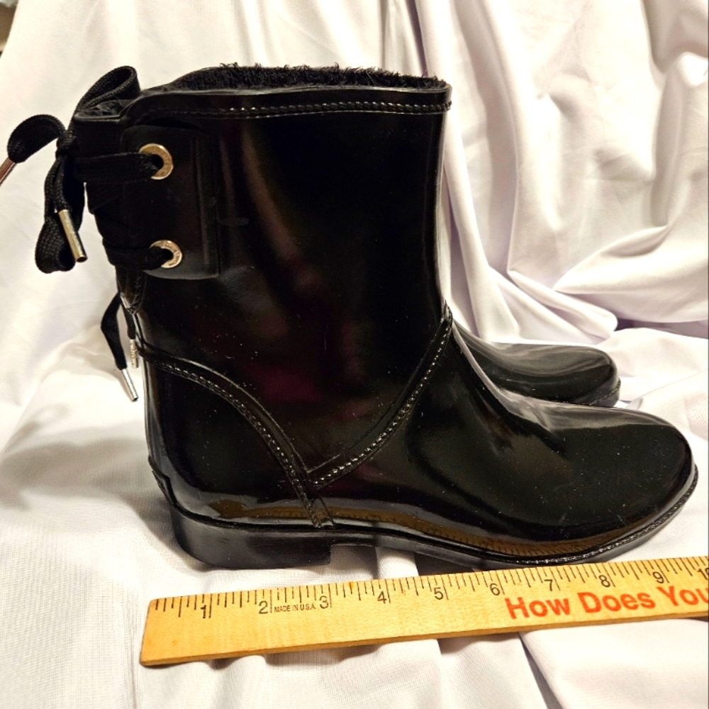 MK MICHAEL KORS Black Larson Rain Booties Rubber Womens SZ 10